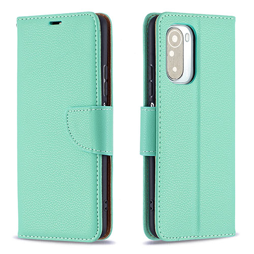 Leather Case Stands Flip Cover Holder B06F for Xiaomi Redmi K40 Pro 5G Green