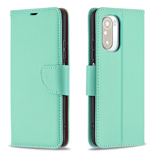 Leather Case Stands Flip Cover Holder B06F for Xiaomi Redmi K40 Pro+ Plus 5G Green