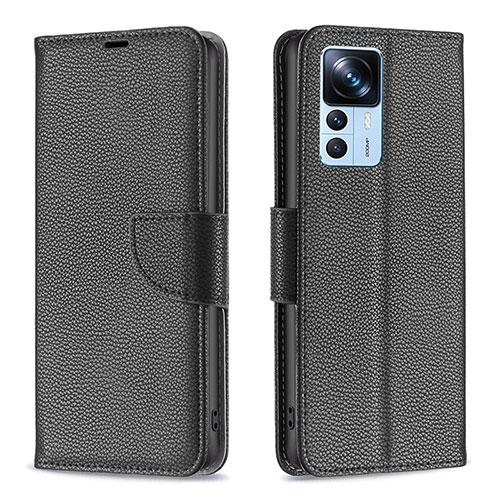 Leather Case Stands Flip Cover Holder B06F for Xiaomi Redmi K50 Ultra 5G Black