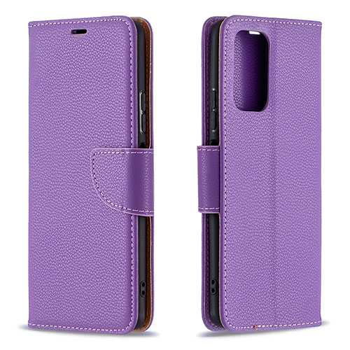 Leather Case Stands Flip Cover Holder B06F for Xiaomi Redmi Note 10 Pro 4G Purple