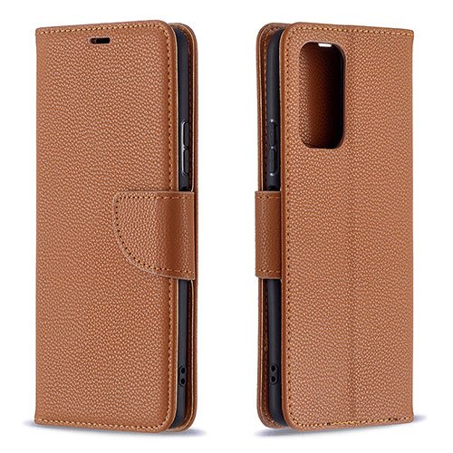 Leather Case Stands Flip Cover Holder B06F for Xiaomi Redmi Note 10 Pro Max Brown