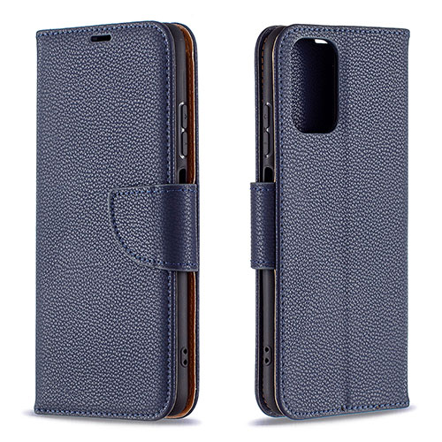 Leather Case Stands Flip Cover Holder B06F for Xiaomi Redmi Note 10S 4G Blue