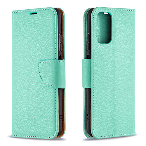 Leather Case Stands Flip Cover Holder B06F for Xiaomi Redmi Note 10S 4G Green