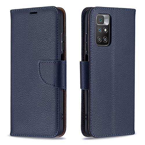 Leather Case Stands Flip Cover Holder B06F for Xiaomi Redmi Note 11 4G (2021) Blue