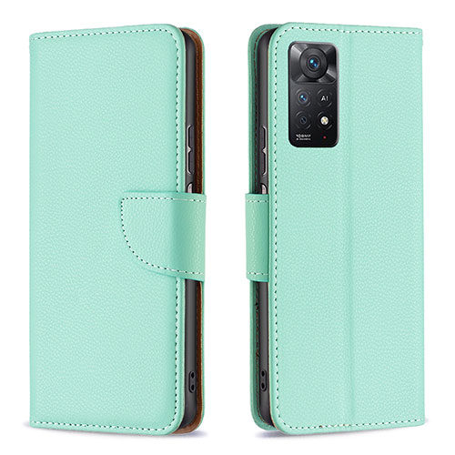 Leather Case Stands Flip Cover Holder B06F for Xiaomi Redmi Note 11 Pro 4G Green