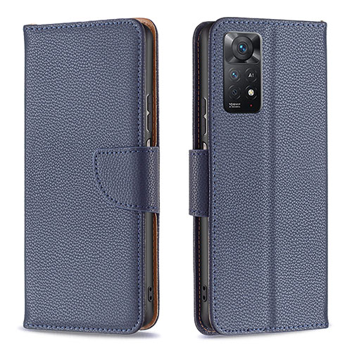 Leather Case Stands Flip Cover Holder B06F for Xiaomi Redmi Note 11 Pro 5G Blue