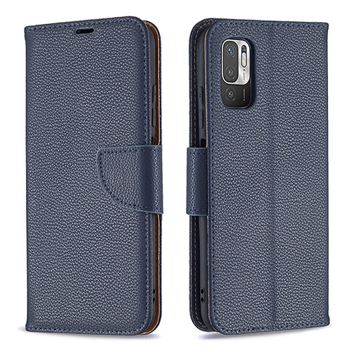 Leather Case Stands Flip Cover Holder B06F for Xiaomi Redmi Note 11 SE 5G Blue