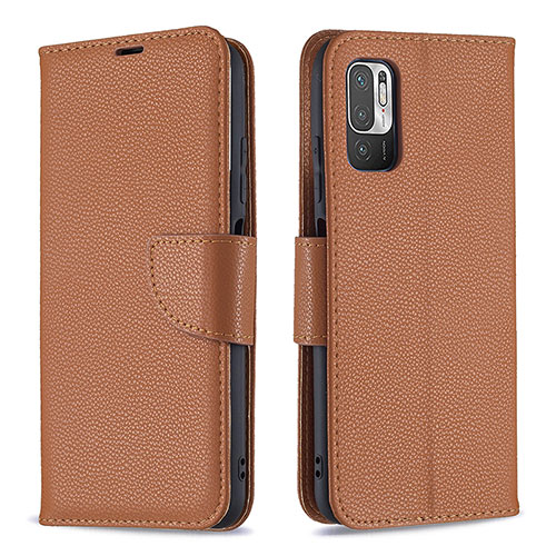 Leather Case Stands Flip Cover Holder B06F for Xiaomi Redmi Note 11 SE 5G Brown