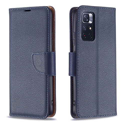 Leather Case Stands Flip Cover Holder B06F for Xiaomi Redmi Note 11S 5G Blue