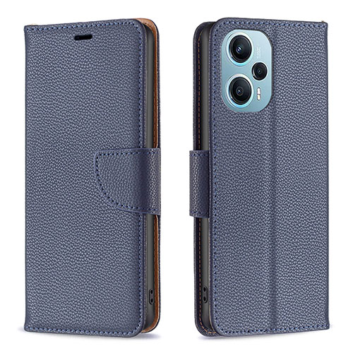 Leather Case Stands Flip Cover Holder B06F for Xiaomi Redmi Note 12 Turbo 5G Blue