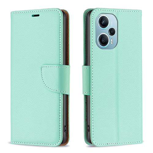 Leather Case Stands Flip Cover Holder B06F for Xiaomi Redmi Note 12 Turbo 5G Green