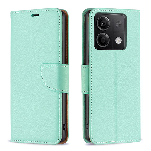 Leather Case Stands Flip Cover Holder B06F for Xiaomi Redmi Note 13 5G Green