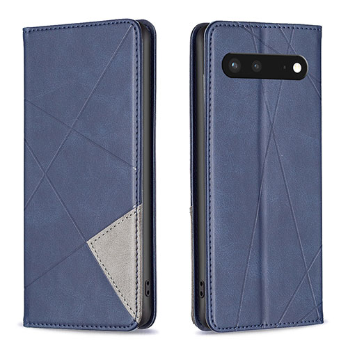 Leather Case Stands Flip Cover Holder B07F for Google Pixel 7 5G Blue