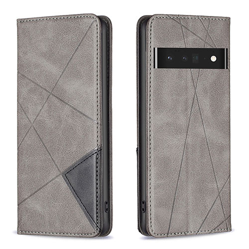 Leather Case Stands Flip Cover Holder B07F for Google Pixel 7 Pro 5G Gray