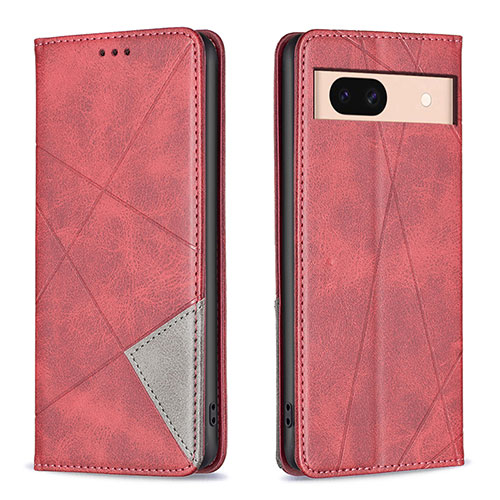 Leather Case Stands Flip Cover Holder B07F for Google Pixel 8a 5G Red