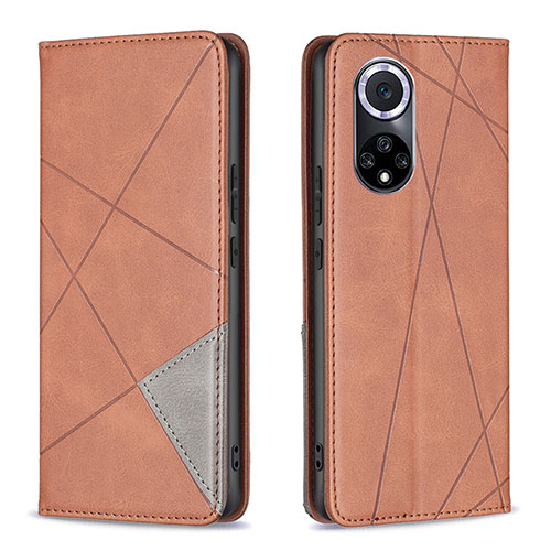 Leather Case Stands Flip Cover Holder B07F for Huawei Honor 50 5G Brown