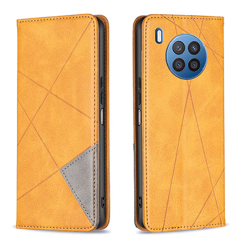 Leather Case Stands Flip Cover Holder B07F for Huawei Honor 50 Lite Light Brown