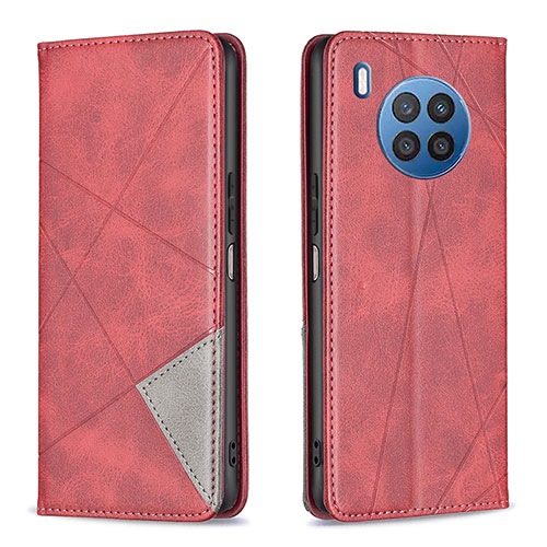 Leather Case Stands Flip Cover Holder B07F for Huawei Honor 50 Lite Red