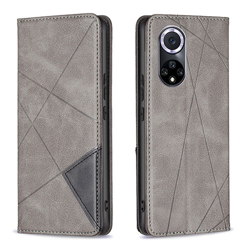 Leather Case Stands Flip Cover Holder B07F for Huawei Nova 9 Gray