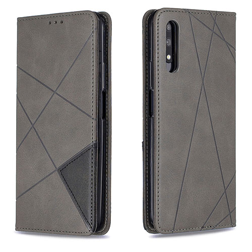 Leather Case Stands Flip Cover Holder B07F for Huawei P Smart Z (2019) Gray