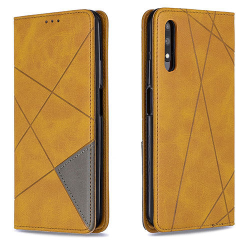 Leather Case Stands Flip Cover Holder B07F for Huawei P Smart Z (2019) Light Brown