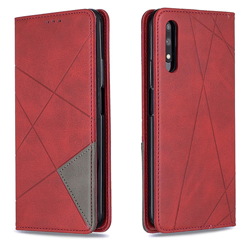 Leather Case Stands Flip Cover Holder B07F for Huawei P Smart Z (2019) Red