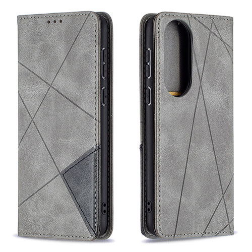 Leather Case Stands Flip Cover Holder B07F for Huawei P50 Gray