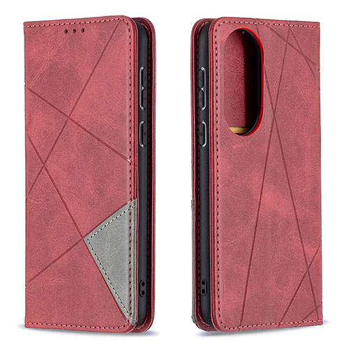 Leather Case Stands Flip Cover Holder B07F for Huawei P50 Red