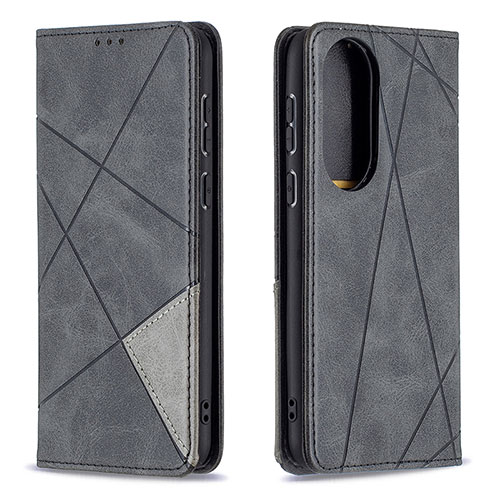 Leather Case Stands Flip Cover Holder B07F for Huawei P50e Black