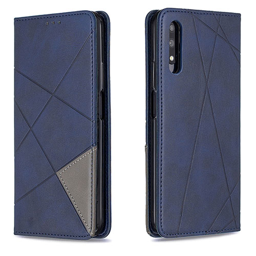 Leather Case Stands Flip Cover Holder B07F for Huawei Y9 Prime (2019) Blue