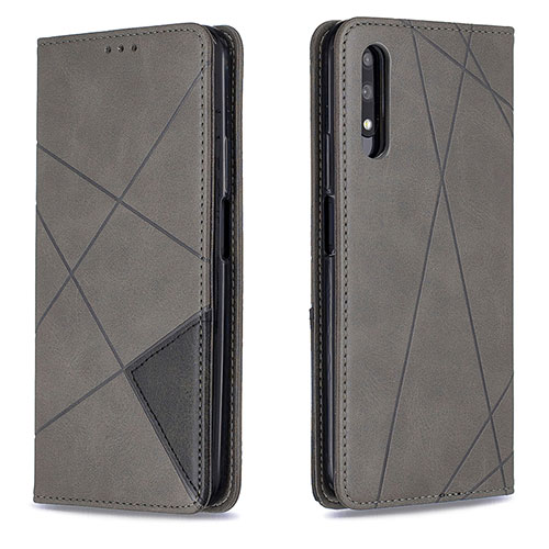 Leather Case Stands Flip Cover Holder B07F for Huawei Y9 Prime (2019) Gray