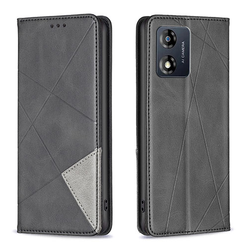 Leather Case Stands Flip Cover Holder B07F for Motorola Moto E13 Black