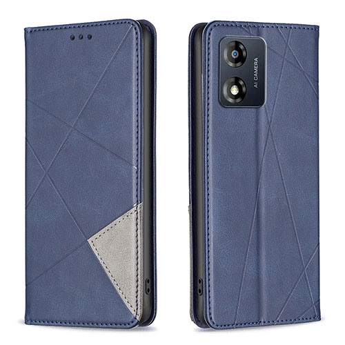 Leather Case Stands Flip Cover Holder B07F for Motorola Moto E13 Blue