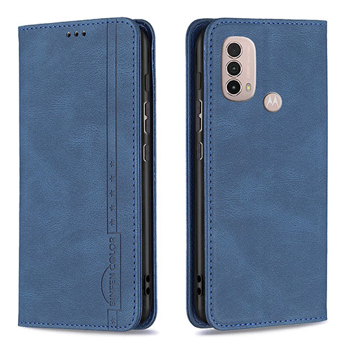 Leather Case Stands Flip Cover Holder B07F for Motorola Moto E20 Blue