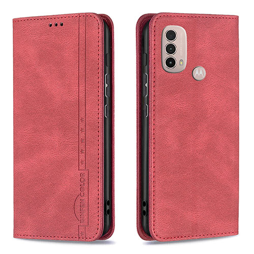 Leather Case Stands Flip Cover Holder B07F for Motorola Moto E40 Red