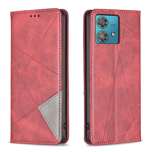 Leather Case Stands Flip Cover Holder B07F for Motorola Moto Edge 40 Neo 5G Red