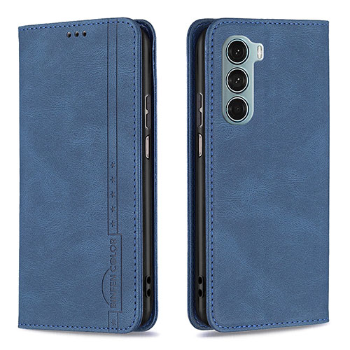 Leather Case Stands Flip Cover Holder B07F for Motorola Moto Edge S30 5G Blue