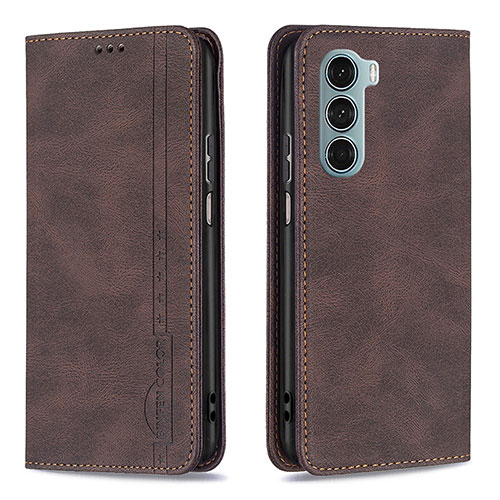 Leather Case Stands Flip Cover Holder B07F for Motorola Moto Edge S30 5G Brown