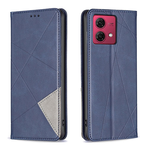 Leather Case Stands Flip Cover Holder B07F for Motorola Moto G84 5G Blue