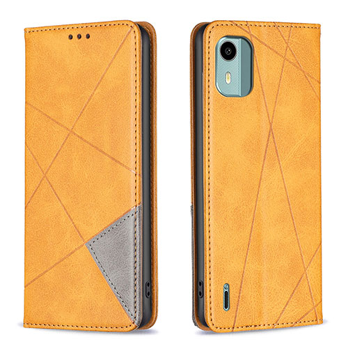 Leather Case Stands Flip Cover Holder B07F for Nokia C12 Plus Light Brown