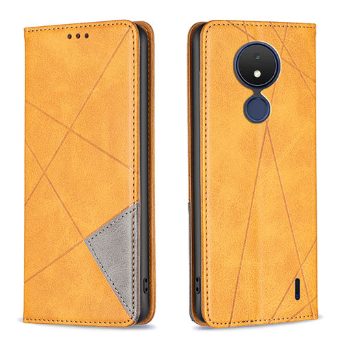 Leather Case Stands Flip Cover Holder B07F for Nokia C21 Light Brown