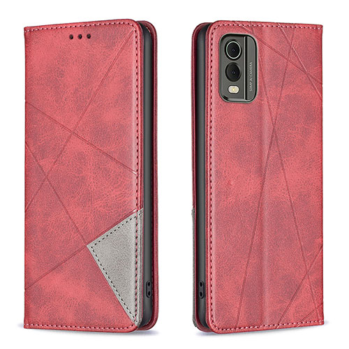 Leather Case Stands Flip Cover Holder B07F for Nokia C210 Red