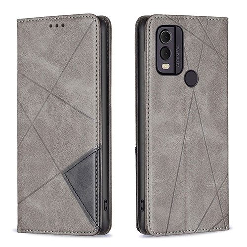 Leather Case Stands Flip Cover Holder B07F for Nokia C22 Gray