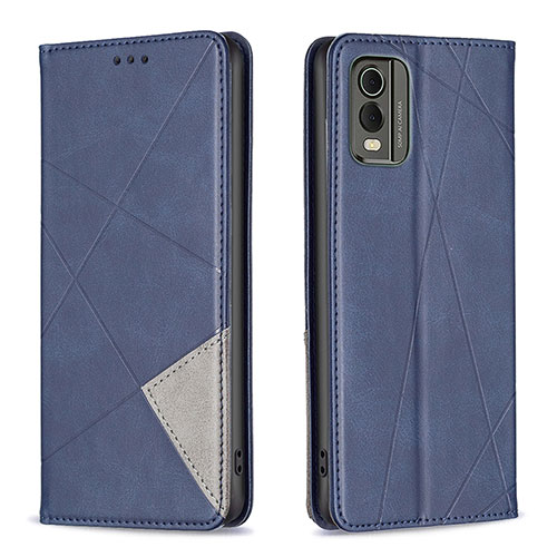 Leather Case Stands Flip Cover Holder B07F for Nokia C32 Blue