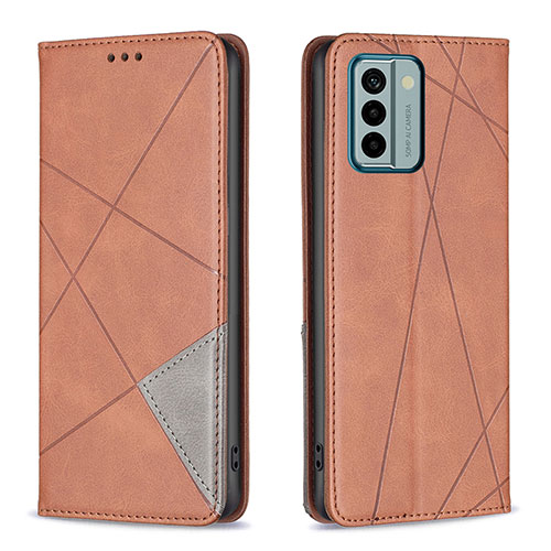 Leather Case Stands Flip Cover Holder B07F for Nokia G22 Brown