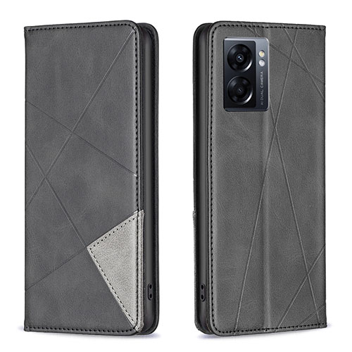 Leather Case Stands Flip Cover Holder B07F for OnePlus Nord N300 5G Black