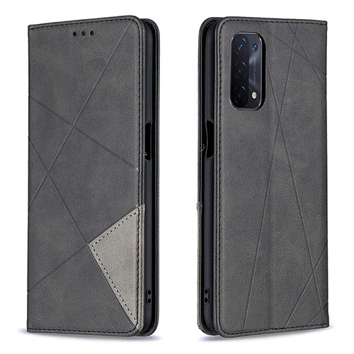 Leather Case Stands Flip Cover Holder B07F for Oppo A54 5G Black