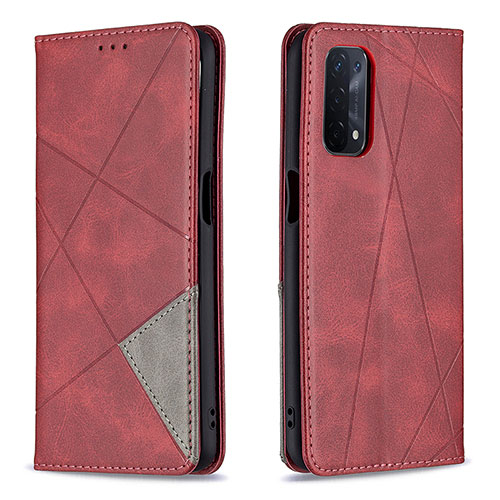 Leather Case Stands Flip Cover Holder B07F for Oppo A54 5G Red