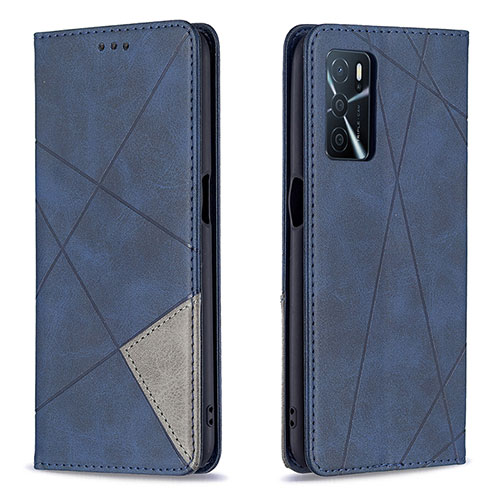 Leather Case Stands Flip Cover Holder B07F for Oppo A54s Blue