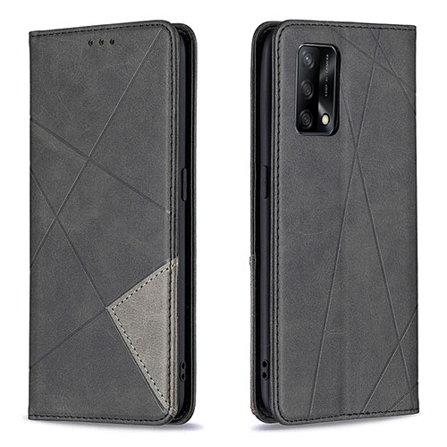 Leather Case Stands Flip Cover Holder B07F for Oppo A74 4G Black